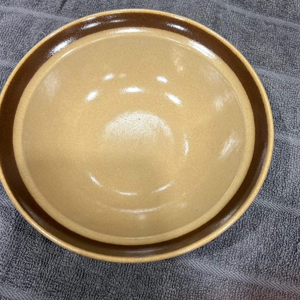 Hand painted Hearthside Stoneware Japan Brown Bowl with Dark Brown Trim